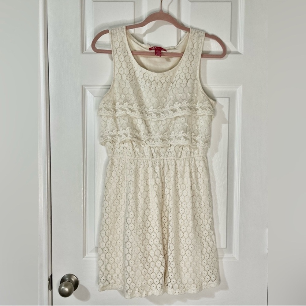 Ivory off white lace sleeveless mini dress